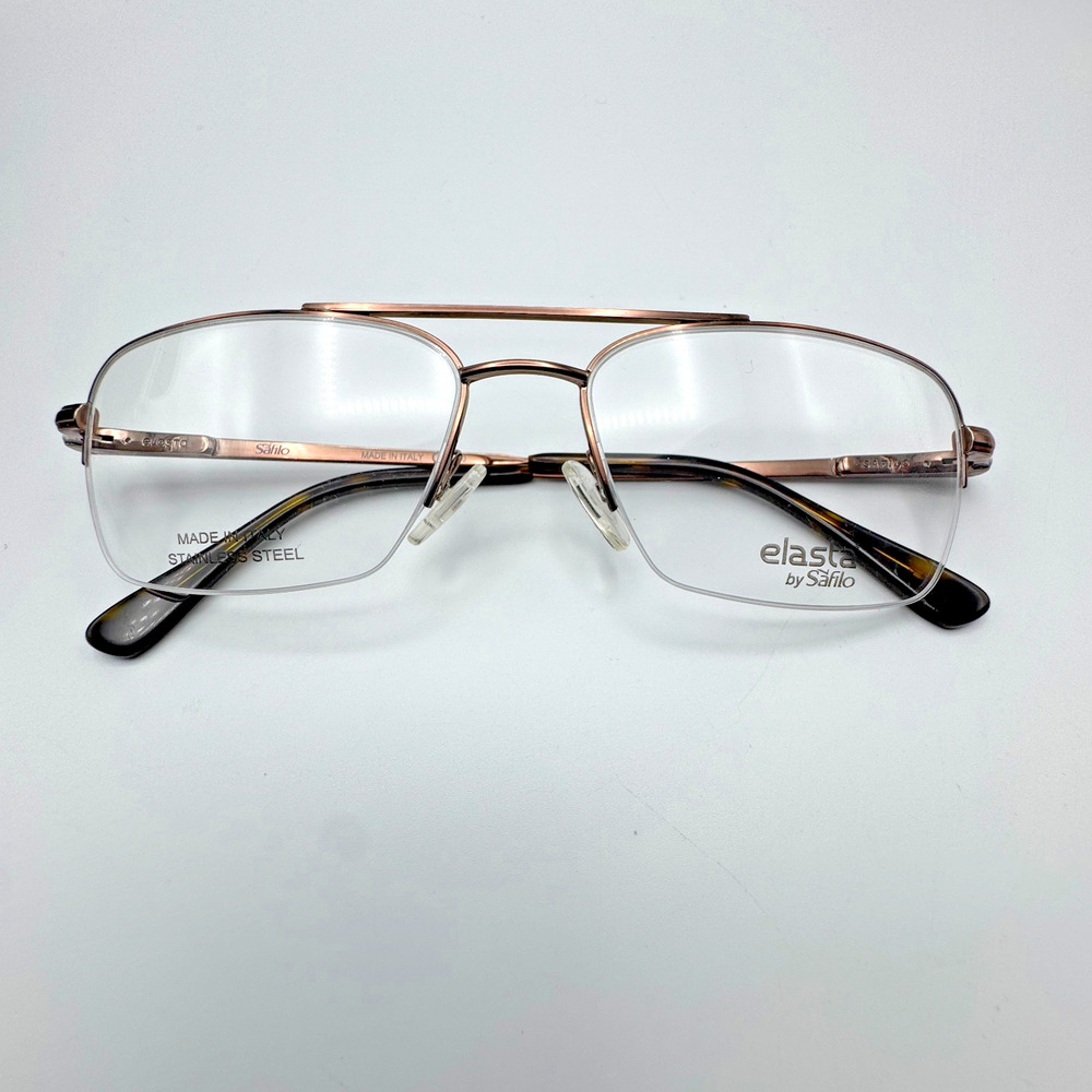 Elasta by Safilo Eyeglasses Frames E7251 TUI-57 Brown Metal Half Rim 57-17-150